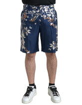Dolce & Gabbana Blue Floral Print Silk Men Bermuda Shorts -   -  Dolce & Gabbana.